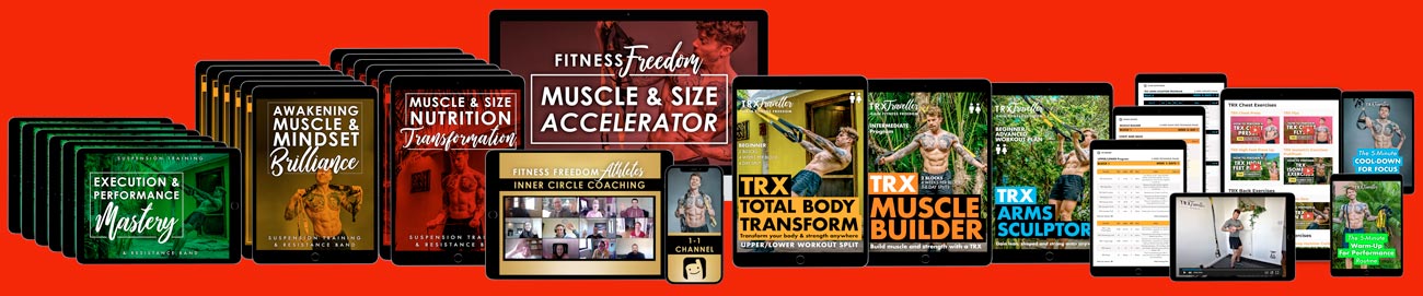 Fitness Freedom Muscle & Size System for TRX suspension training and resistance band workout plan and exercises
