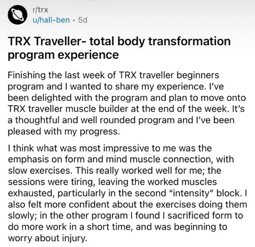 TRX Traveller Workout and Exercise Program review
